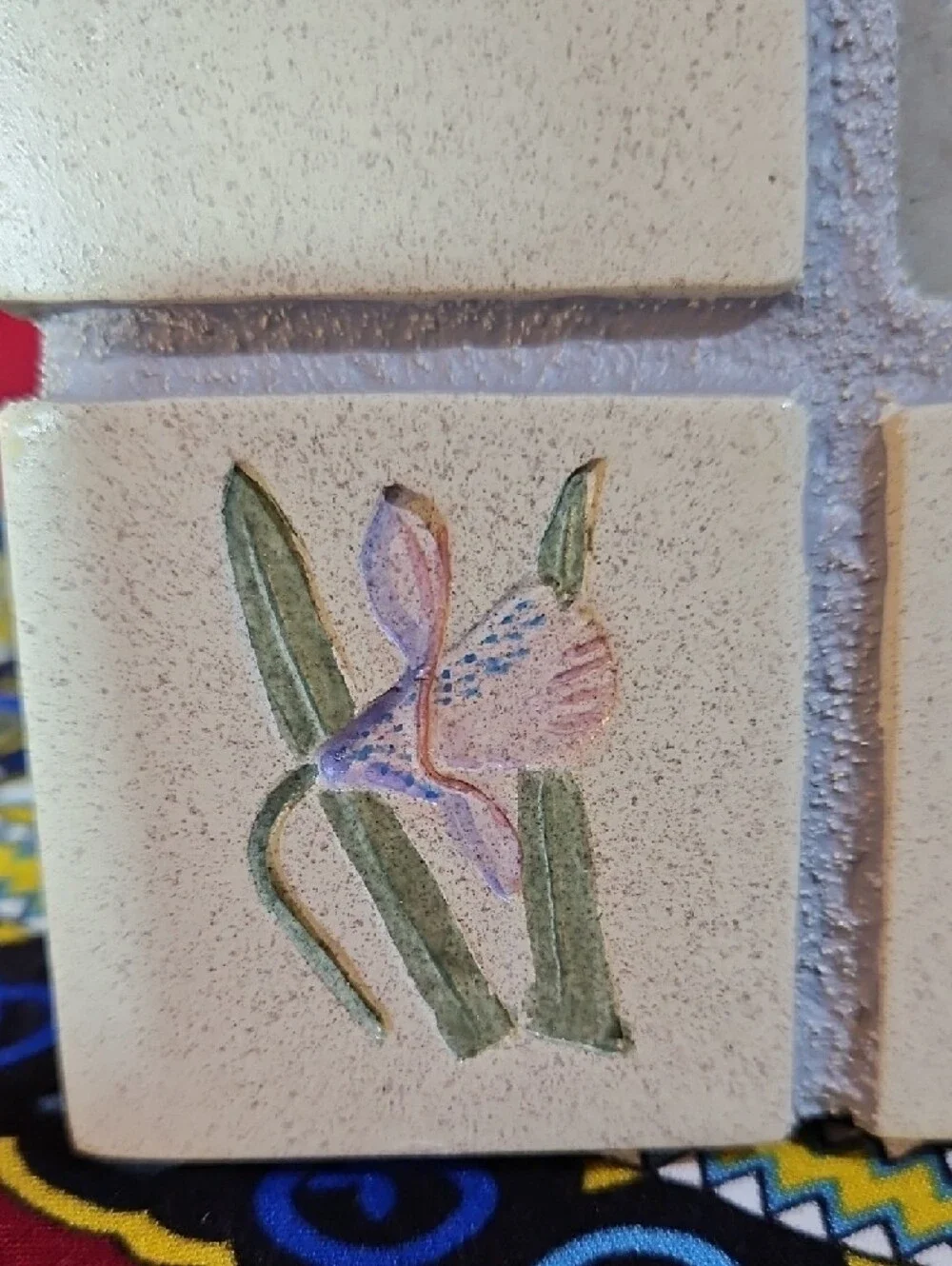 Handpainted Floral Ceramic Tile Inlay Photo Picture Frame